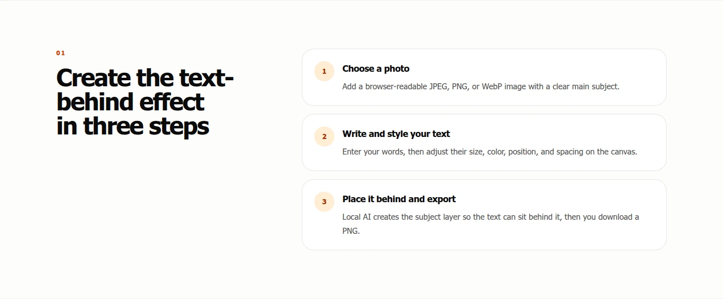 Three-step workflow for creating text behind an object in OptimizeYourImage